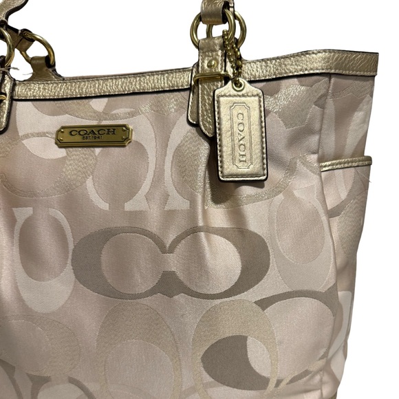 Coach Metallic Gold and Cream Tote - Picture 6 of 10